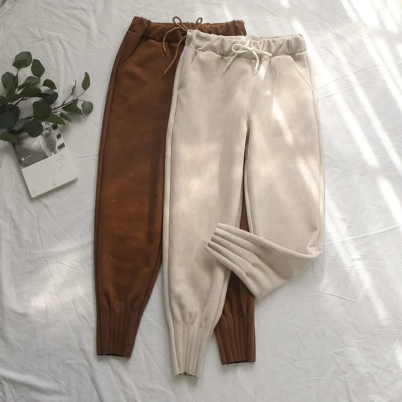 Soft Suede Harem Pants